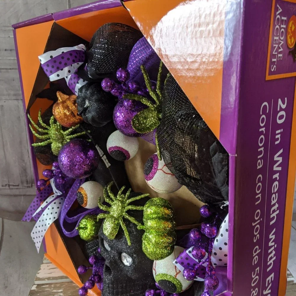 Home accents Halloween wreath skull 20-in eyes‎ bla